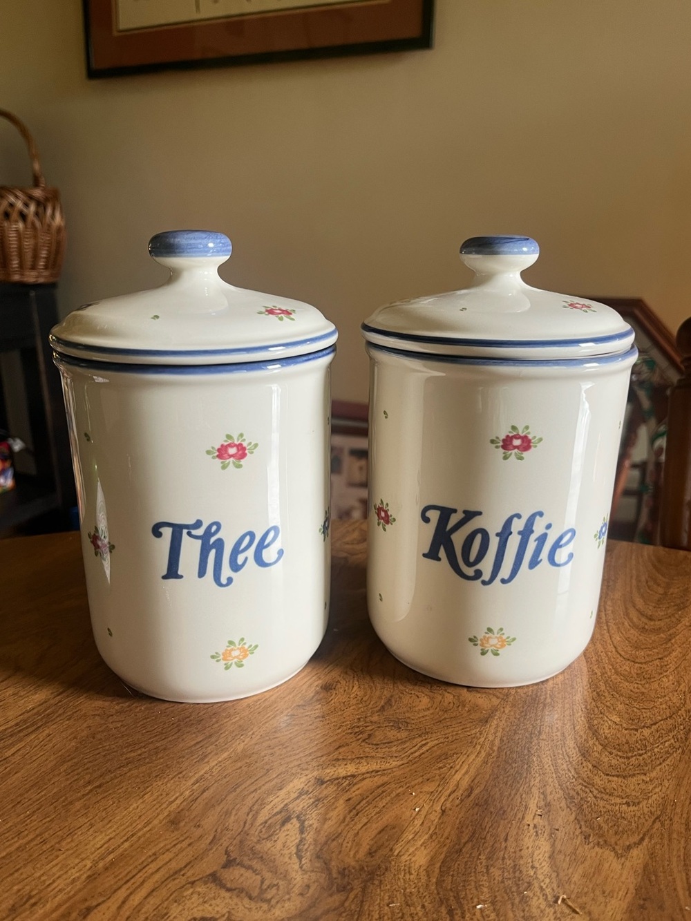 Zeller Fayencerie Keramik Petit Rose Vintage Kitchen Storage Jars Coffee Tea